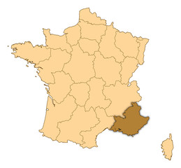 Map - France, Provence-Alpes-Côte d'Azur