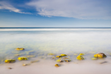 beautiful view of the Baltic Sea to the Polish town Rozewie