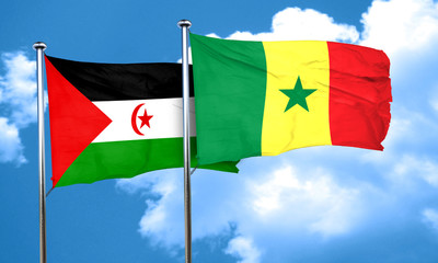 Western sahara flag with Senegal flag, 3D rendering