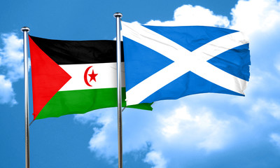 Western sahara flag with Scotland flag, 3D rendering