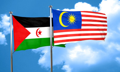 Western sahara flag with Malaysia flag, 3D rendering