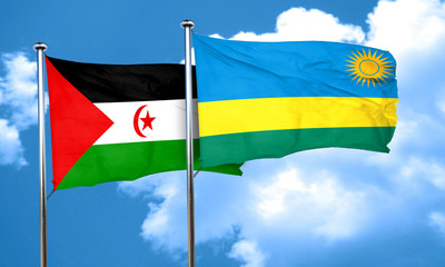 Western sahara flag with rwanda flag, 3D rendering