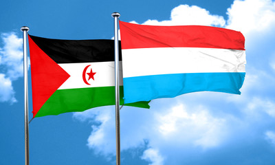 Western sahara flag with Luxembourg flag, 3D rendering