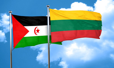 Western sahara flag with Lithuania flag, 3D rendering