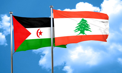 Western sahara flag with Lebanon flag, 3D rendering