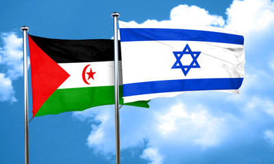 Western sahara flag with Israel flag, 3D rendering