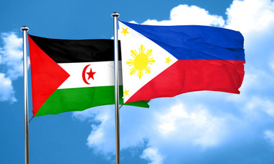 Western sahara flag with Philippines flag, 3D rendering