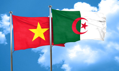 Vietnam flag with Algeria flag, 3D rendering