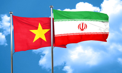 Vietnam flag with Iran flag, 3D rendering