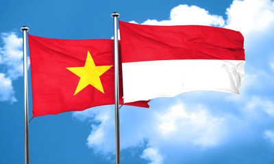 Vietnam flag with Indonesia flag, 3D rendering
