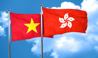 Vietnam flag with Hong Kong flag, 3D rendering