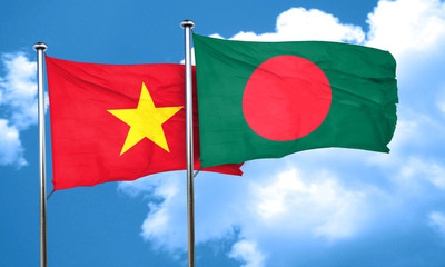 Vietnam flag with Bangladesh flag, 3D rendering