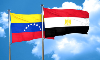 Venezuela flag with egypt flag, 3D rendering