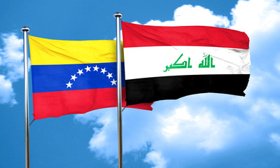 Venezuela flag with Iraq flag, 3D rendering