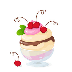 isolated cherry frozen yogurt or ice cream on white