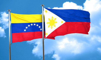 Venezuela flag with Philippines flag, 3D rendering