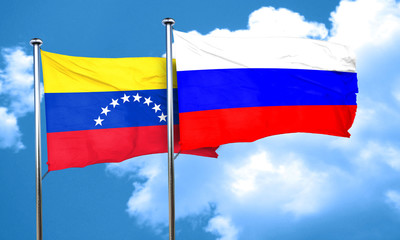 Venezuela flag with Russia flag, 3D rendering