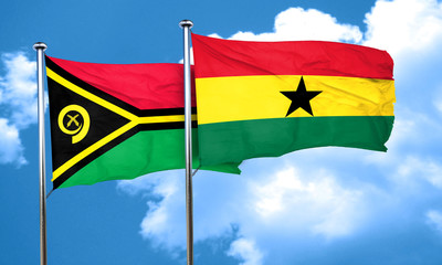 Vanatu flag with Ghana flag, 3D rendering