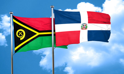Vanatu flag with Dominican Republic flag, 3D rendering