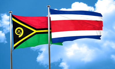 Vanatu flag with Costa Rica flag, 3D rendering