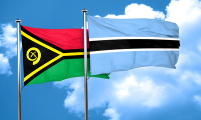 Vanatu flag with Botswana flag, 3D rendering