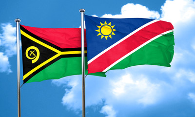 Vanatu flag with Namibia flag, 3D rendering