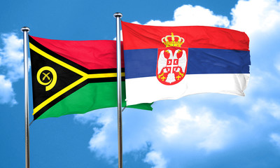 Vanatu flag with Serbia flag, 3D rendering