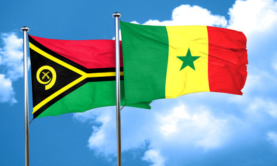 Vanatu flag with Senegal flag, 3D rendering