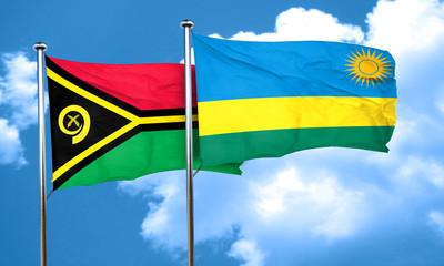 Vanatu flag with rwanda flag, 3D rendering