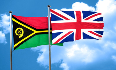 Vanatu flag with Great Britain flag, 3D rendering