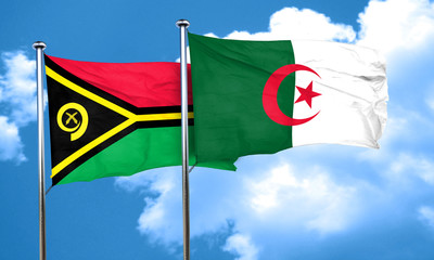 Vanatu flag with Algeria flag, 3D rendering