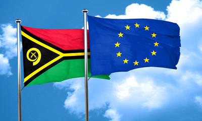 Vanatu flag with european union flag, 3D rendering