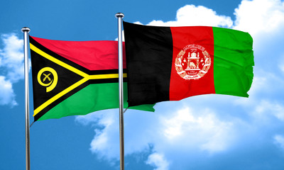 Vanatu flag with afghanistan flag, 3D rendering