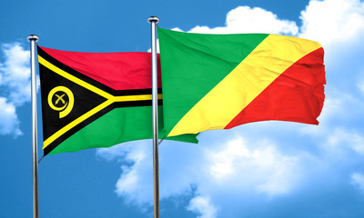 Vanatu flag with congo flag, 3D rendering