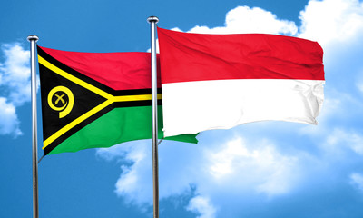 Vanatu flag with Indonesia flag, 3D rendering