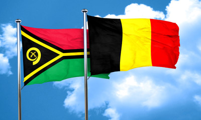 Vanatu flag with Belgium flag, 3D rendering