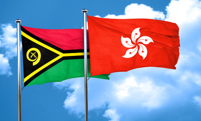 Vanatu flag with Hong Kong flag, 3D rendering