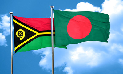 Vanatu flag with Bangladesh flag, 3D rendering