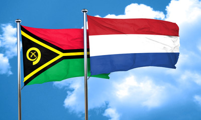 Vanatu flag with Netherlands flag, 3D rendering