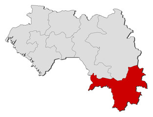 Obraz premium Map - Guinea, Nzérékoré