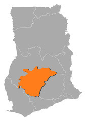 Map - Ghana, Ashanti