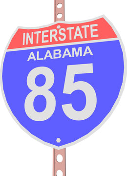 Interstate highway 85 road sign in Alabama