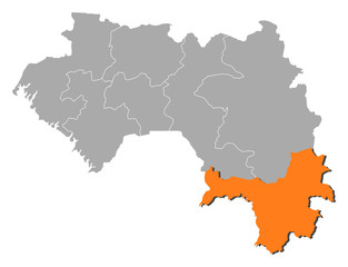 Obraz premium Map - Guinea, Nzérékoré