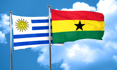 Uruguay flag with Ghana flag, 3D rendering