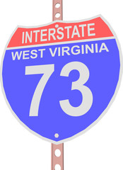 Interstate highway 73 road sign in West Virginia