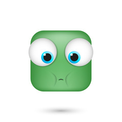 Emoticon. Squary cartoon character.  Modern square face emoticon. 3D emoji isolated