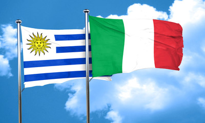 Uruguay flag with Italy flag, 3D rendering