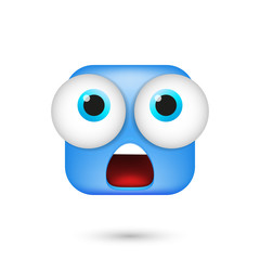 Emoticon. Squary cartoon character.  Modern square face emoticon. 3D emoji isolated