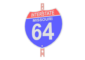 Interstate highway 64 road sign in Missouri