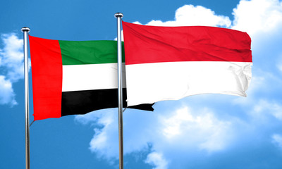 uae flag with Indonesia flag, 3D rendering